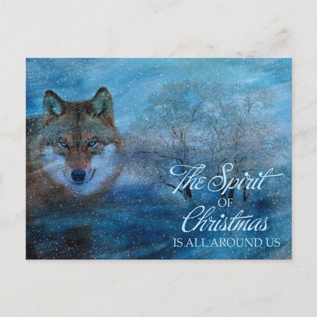 TCWC - Blue Wolf Christmas Holiday Postcard (Front)