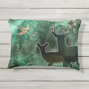 TCWC - "Woodland Harmony" Birds, Buck and Doe Outdoor Pillow