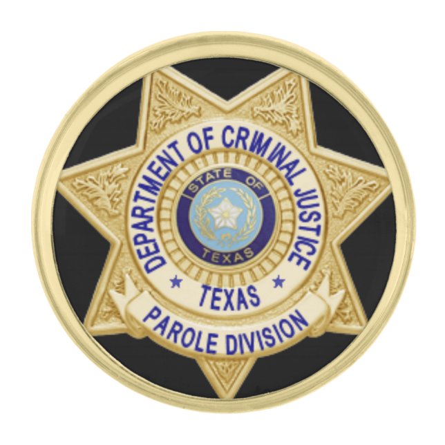 TDCJ Parole Division Mini Badge Lapel Gold Finish Lapel Pin (Front)