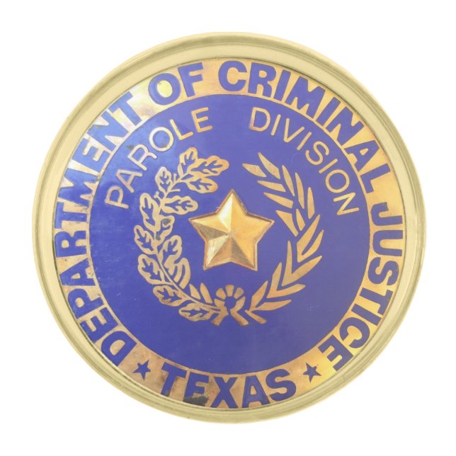TDCJ Parole Officer Mini Badge Gold Finish Lapel Pin (Front)
