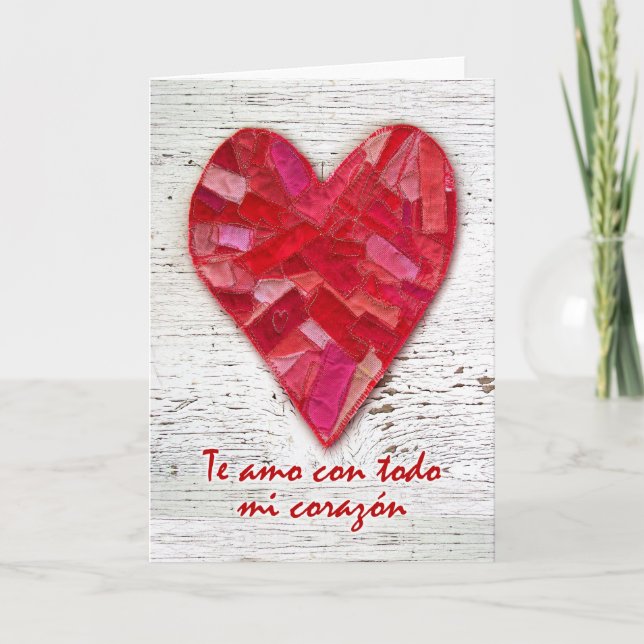 Te amo con todo mi corazon, Spanish Valentine Card (Front)