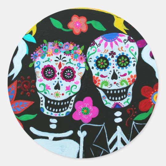 Te amo Dia de los Muertos Wedding Classic Round Sticker | Zazzle.com