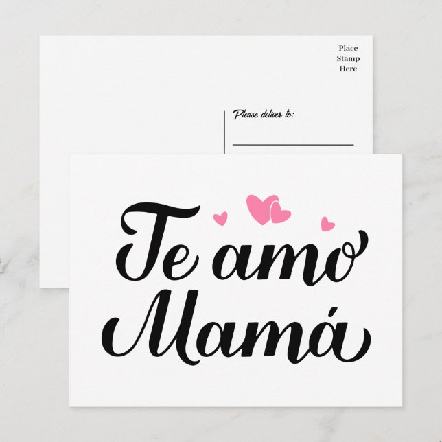 Te Amo Mamá  I love You Mom Spanish Mothers Day    Postcard (Front/Back)