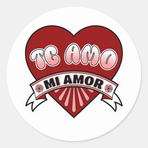 Te Amo Mi Amor Feliz Dia de San Valentin Spanish Classic Round Sticker