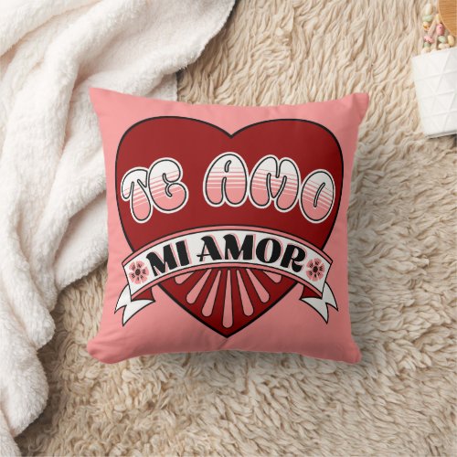 Te Amo Mi Amor Feliz Dia de San Valentin Spanish Throw Pillow