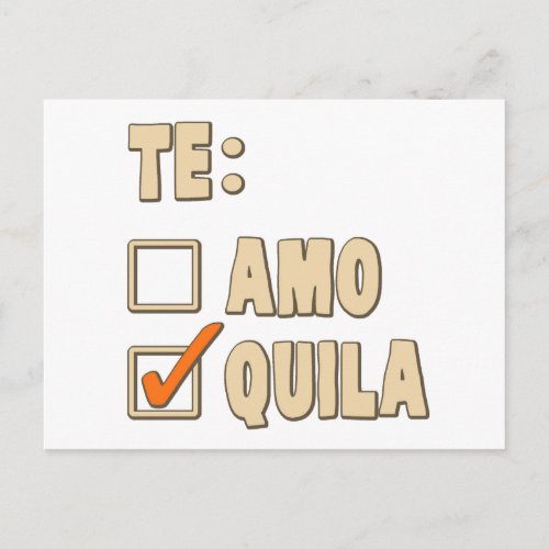 Te Amo Tequila Spanish Choice Postcard