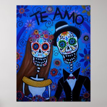 Te Amo Wedding Couple Poster by prisarts at Zazzle