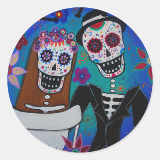 TE AMO WEDDING DIA DE LOS MUERTOS CLASSIC ROUND STICKER