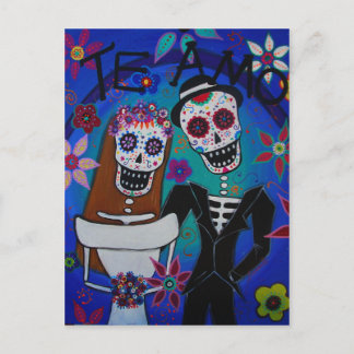 TE AMO WEDDING DIA DE LOS MUERTOS POSTCARD