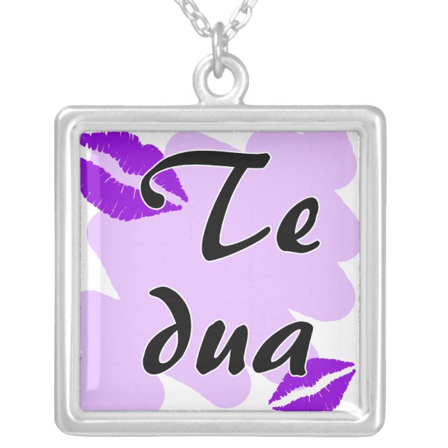 Te dua - Albanian - I Love You Silver Plated Necklace (Front)