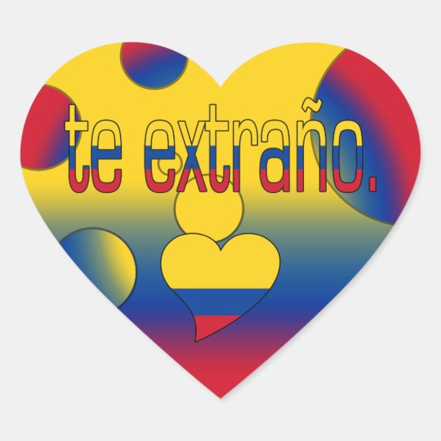 Te Extraño! Colombia Flag Colors Pop Art Heart Sticker (Front)
