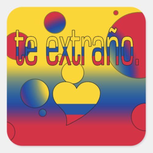 Te Extrao Colombia Flag Colors Pop Art Square Sticker