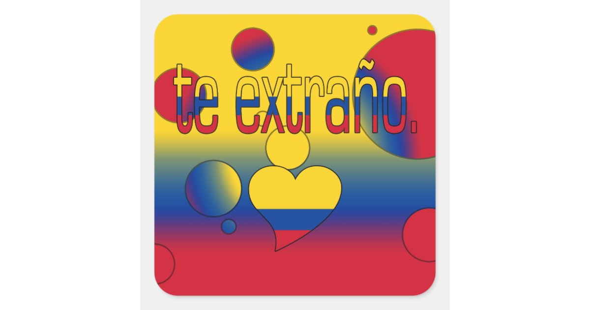 Te Extraño! Colombia Flag Colors Pop Art Square Sticker ...