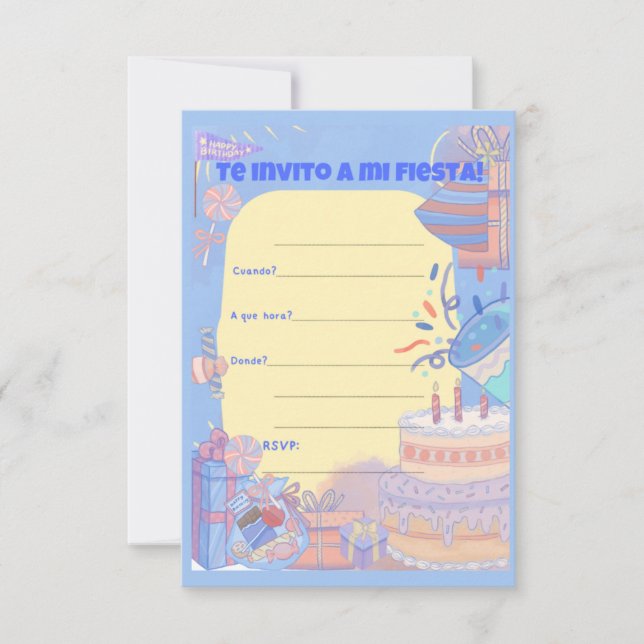 TE INVITO A MI FIESTA , boy Invitation (Front)