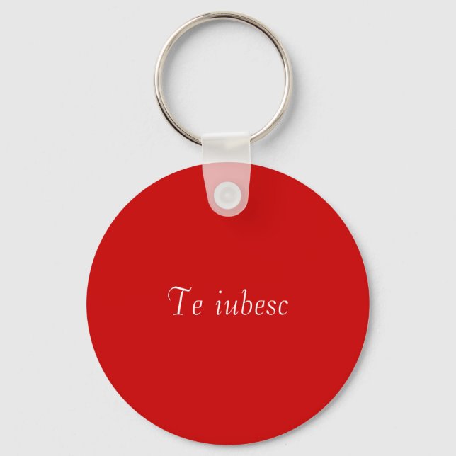 Te iubesc in red and white keychain (Front)