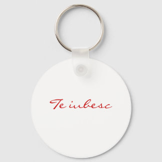 Te iubesc in white and red keychain