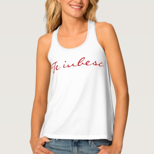 Te iubesc in white and red tank top