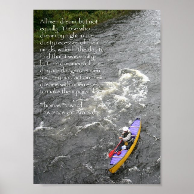 TE Lawrence Quote Poster - Paddling White River VT (Front)