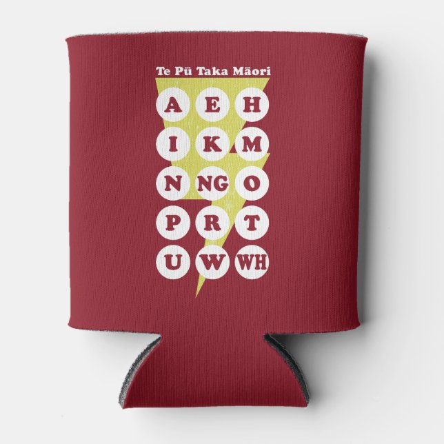 Te Pu Taka Maori Maori Alphabet Can Cooler (Front)