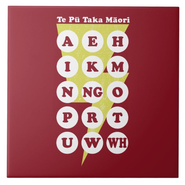 Te Pu Taka Maori Maori Alphabet Ceramic Tile (Front)