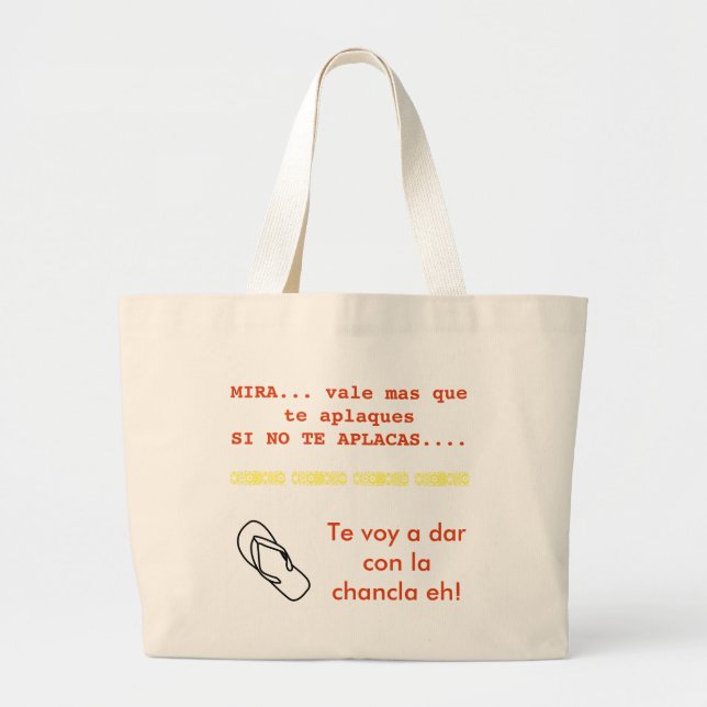 te voy a pegar con la chancla bolsa large tote bag (Front)
