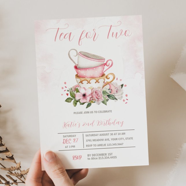 Tea 2nd Birthday Floral Invitation (Creator Uploaded)