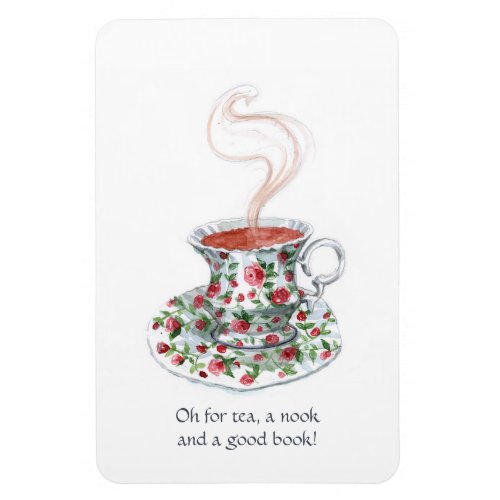 Tea a nook and a book Tea slogan vintage cup Magnet