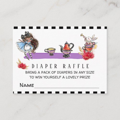  Tea _ Alice in Wonderland Shower Diaper Raffle Enclosure Card