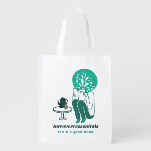 Tea and book grocery bag