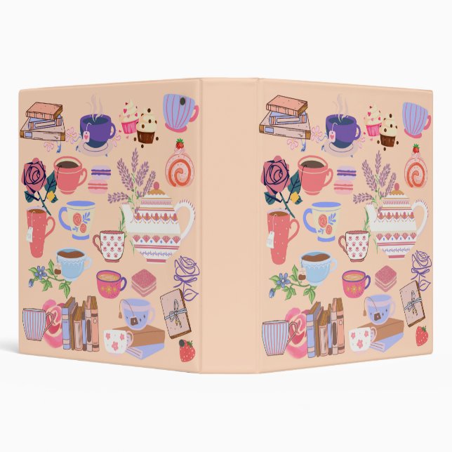 Tea And Books 3 Ring Binder (Background)