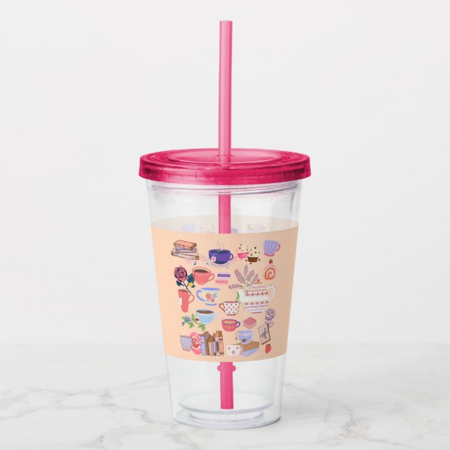 Tea And Books Acrylic Tumbler (Front)