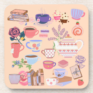 Tea And Books Beverage Coaster