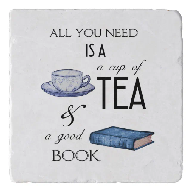 Tea and Books Cozy Reading Trivet Zazzle