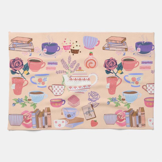 Tea And Books Kitchen Towel (Horizontal)