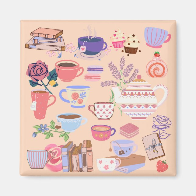 Tea And Books Magnet (Front)
