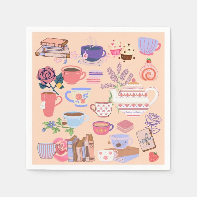 Tea And Books Napkins (Front)