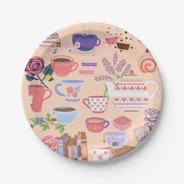Tea And Books Paper Plates (Front)