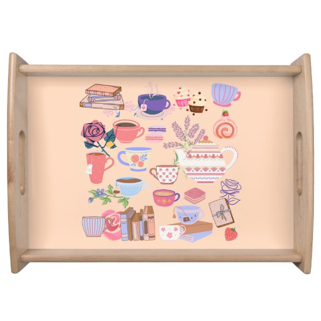 Tea And Books Serving Tray (Front)