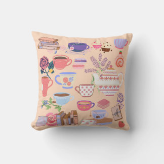Tea And Books Throw Pillow