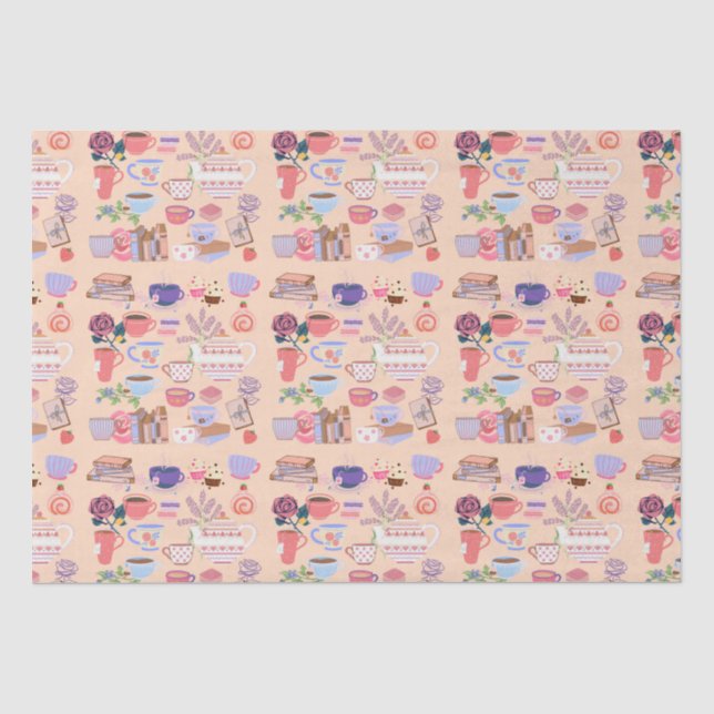 Tea And Books Tissue Paper (Front)