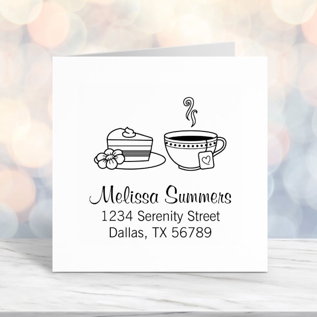Tea and Cake Address Self-inking Stamp (Creator Uploaded)