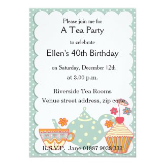 Tea and Cakes Party Invitation 5" X 7" Invitation Card