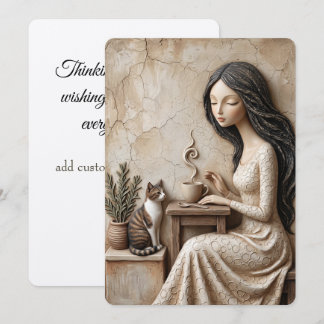 Tea and Cat Greeting Card Quiet Studio