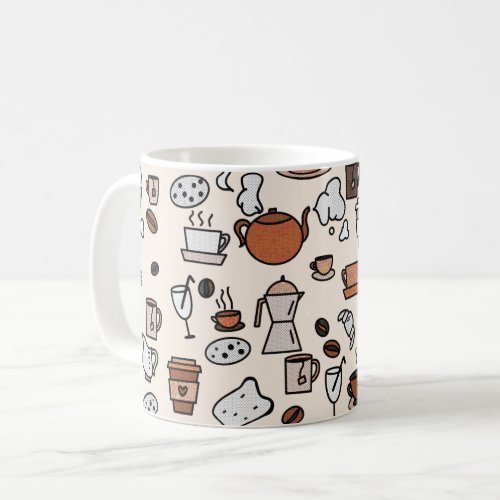 Tea and Coffee Shop Objects Pattern Coffee Mug