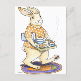 Tea And Cookies Hare postcard