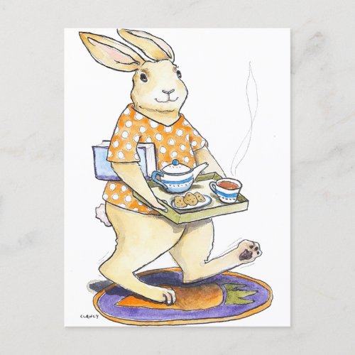 Tea And Cookies Hare postcard