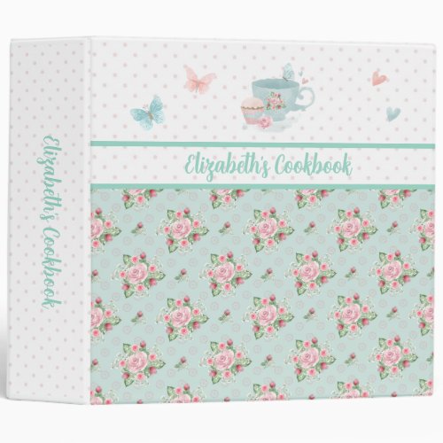 Tea and Cupcake Time Personalized Recipe 3 Ring Bi 3 Ring Binder