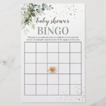Tea and Greenery Baby Shower Game Bingo Card Flyer