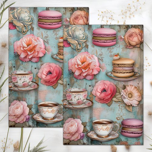 TEA AND MACARONS DECOUPAGE TISSUE PAPER