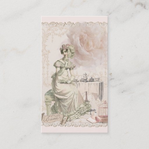 Customizable Tea and Romance Jane Austen Inspired Business Card